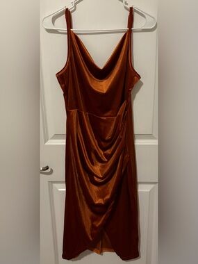 Velvety Drape Slip Dress in Rich Copper sz XL